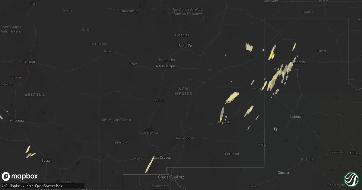 Hail map in New Mexico on October 7, 2018