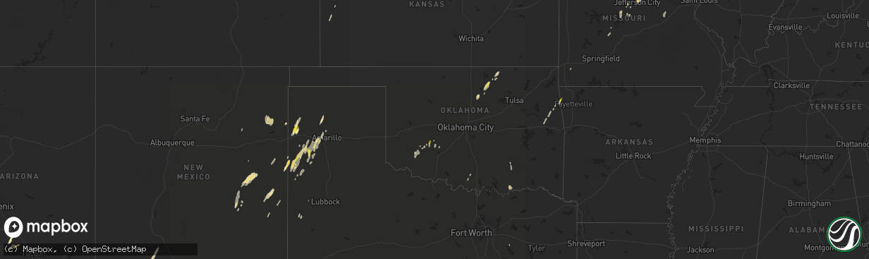 Hail map in Oklahoma on October 7, 2018