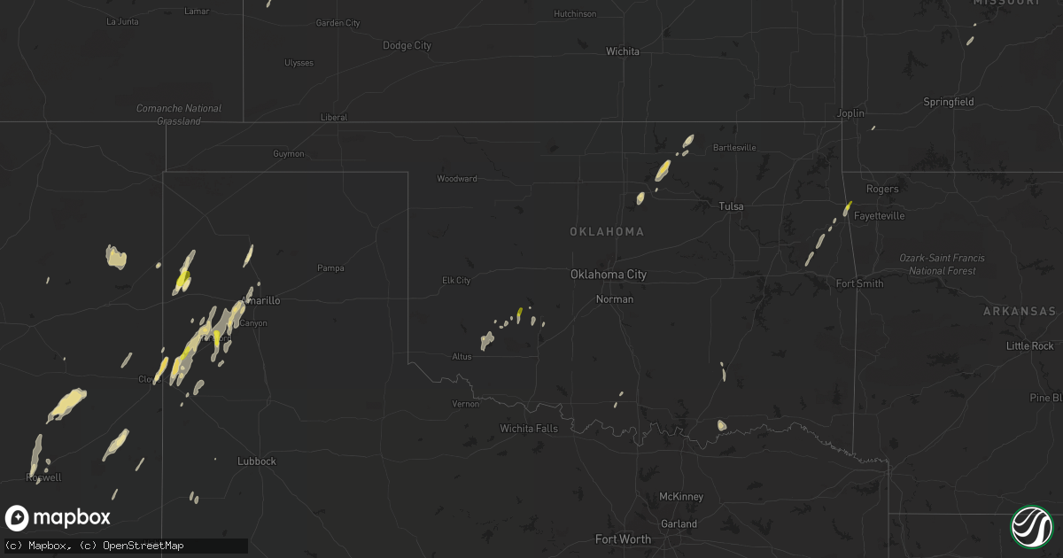 Hail map in Oklahoma on October 7, 2018
