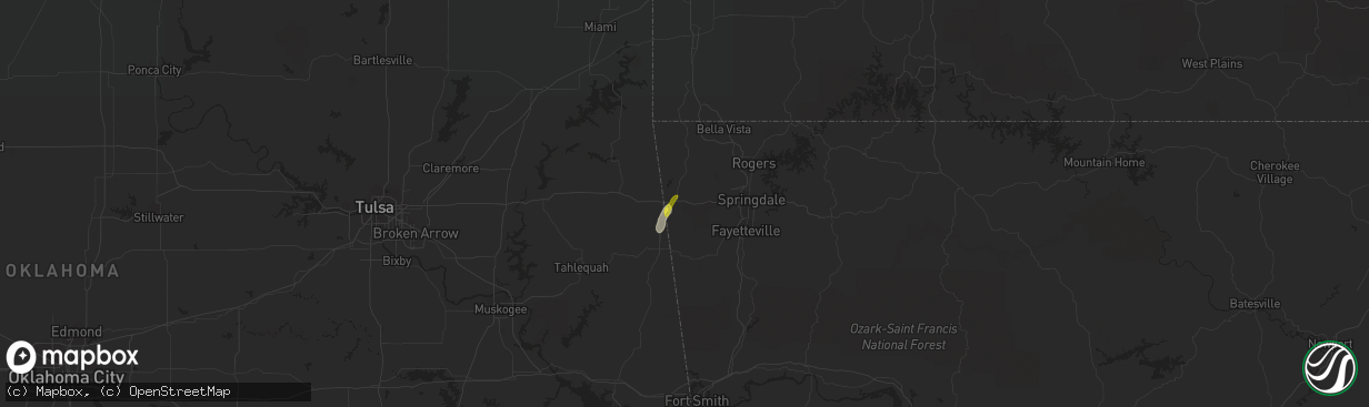 Hail map in Siloam Springs, AR on October 7, 2018