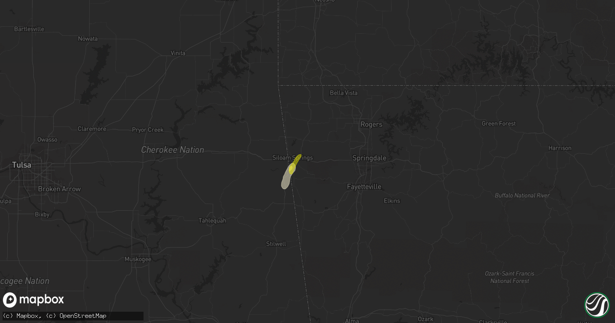 Hail map in Siloam Springs, AR on October 7, 2018
