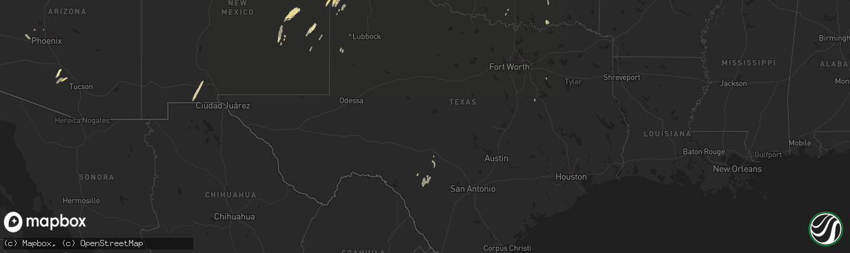 Hail map in Texas on October 7, 2018