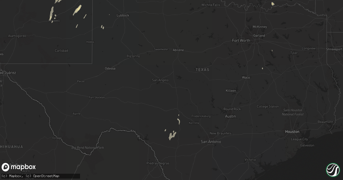 Hail map in Texas on October 7, 2018