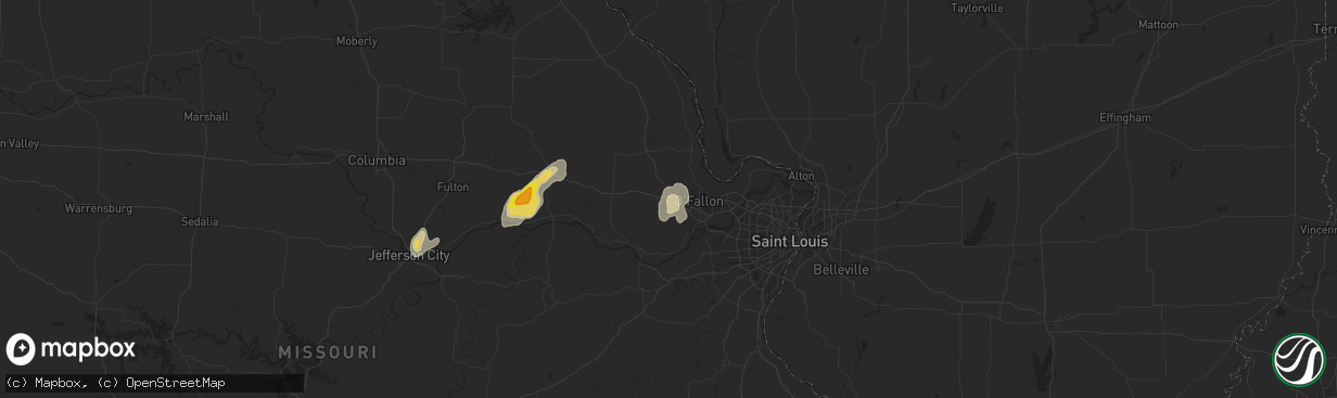 Hail map in Wentzville, MO on October 7, 2018