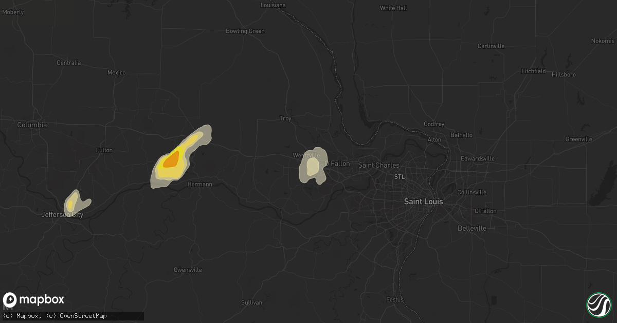 Hail map in Wentzville, MO on October 7, 2018