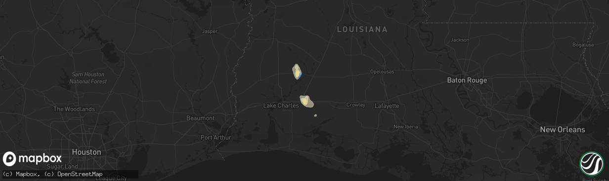 Hail map in Dry Creek, LA on October 7, 2019