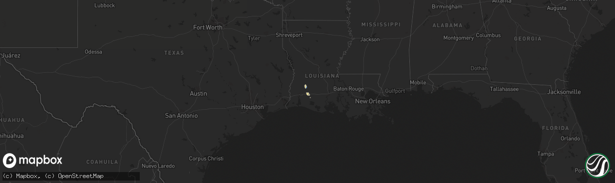 Hail map in Louisiana on October 7, 2019