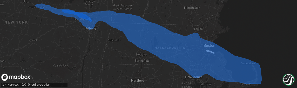 Hail map in Albany, NY on October 7, 2020