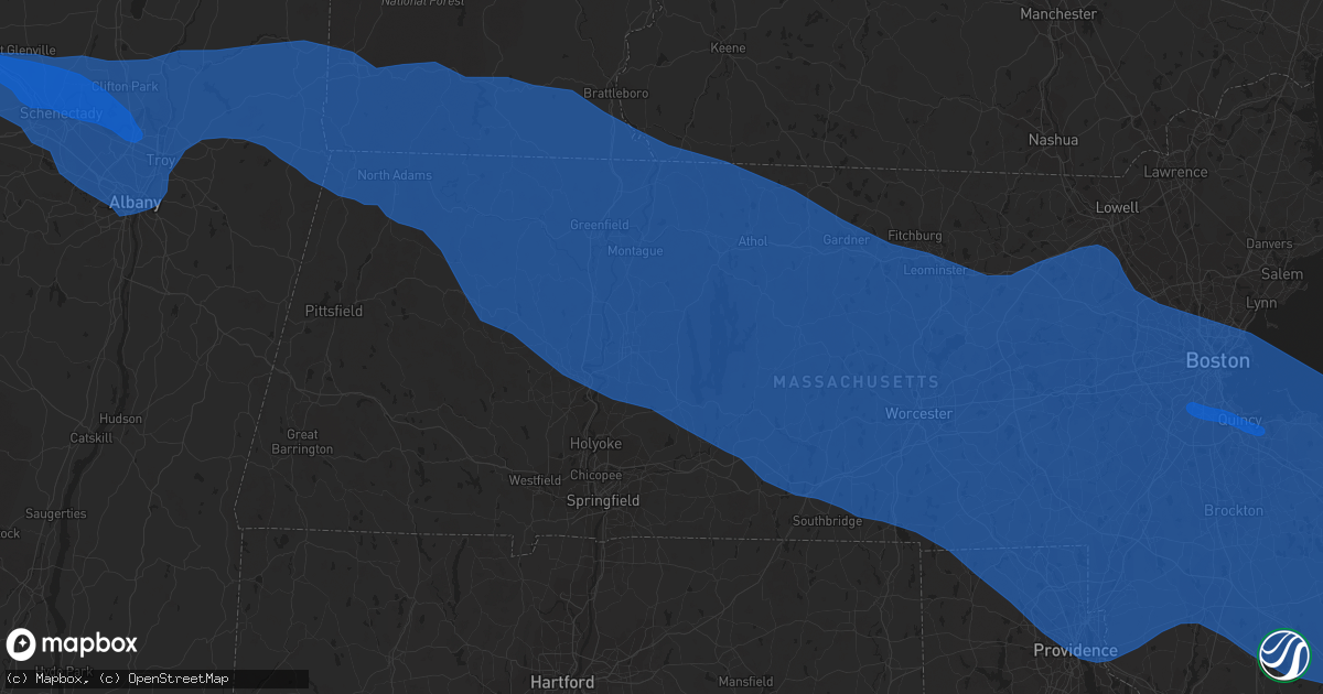 Hail map in Quincy, MA on October 7, 2020