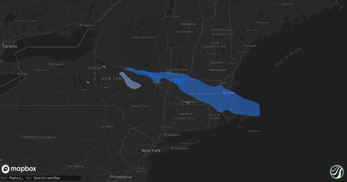 Hail map in Vermont on October 7, 2020