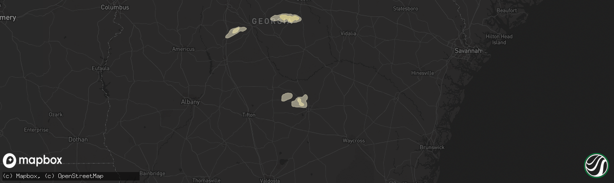 Hail map in Broxton, GA on October 7, 2021