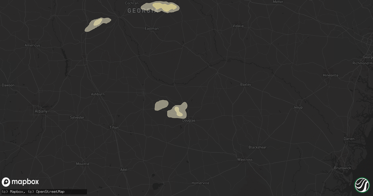 Hail map in Broxton, GA on October 7, 2021