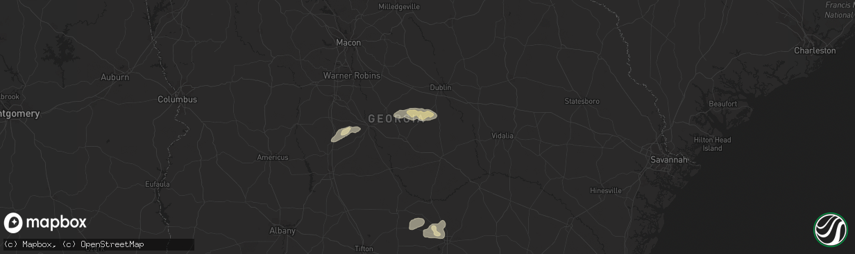 Hail map in Cadwell, GA on October 7, 2021