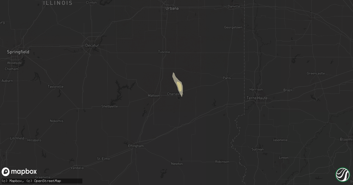 Hail map in Charleston, IL on October 7, 2021