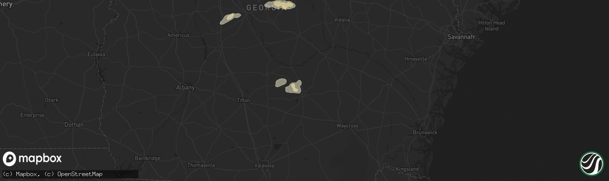 Hail map in Douglas, GA on October 7, 2021