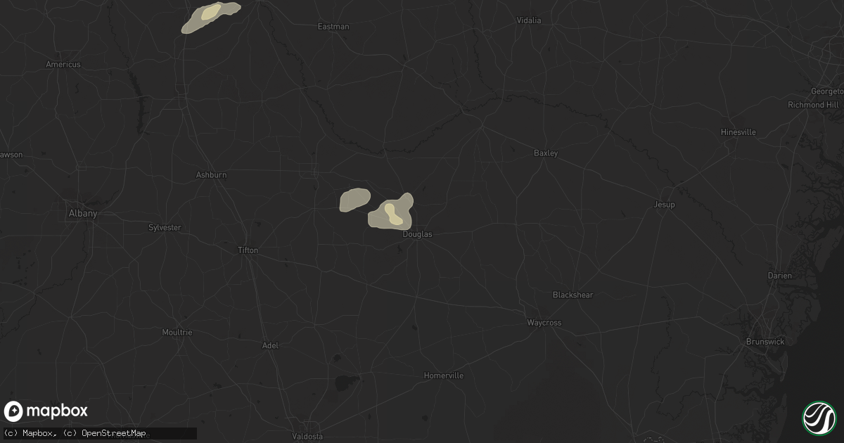 Hail map in Douglas, GA on October 7, 2021