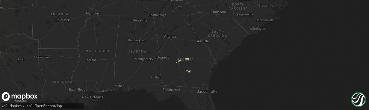 Hail map in Georgia on October 7, 2021