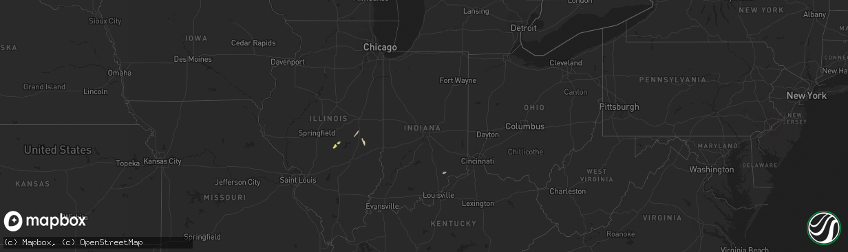 Hail map in Indiana on October 7, 2021