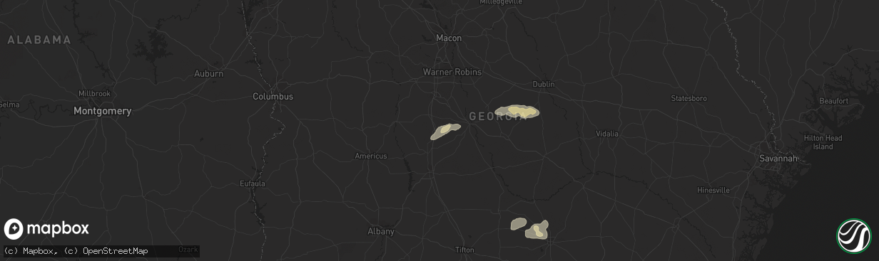 Hail map in Unadilla, GA on October 7, 2021