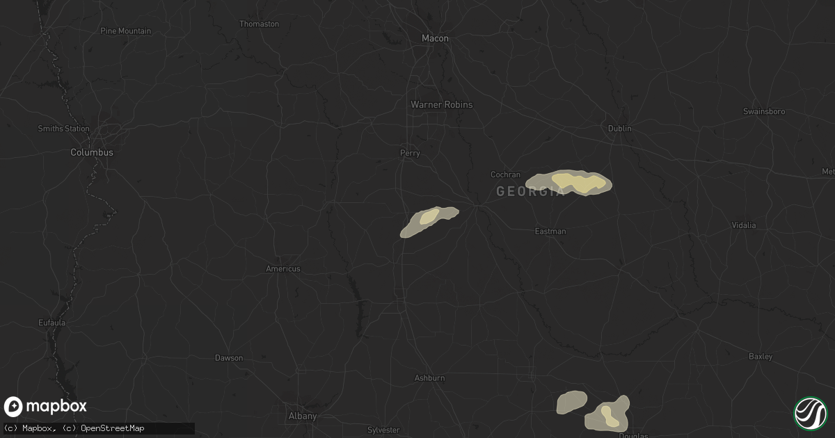 Hail map in Unadilla, GA on October 7, 2021
