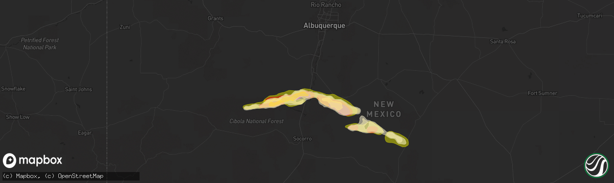 Hail map in Bosque, NM on October 7, 2025