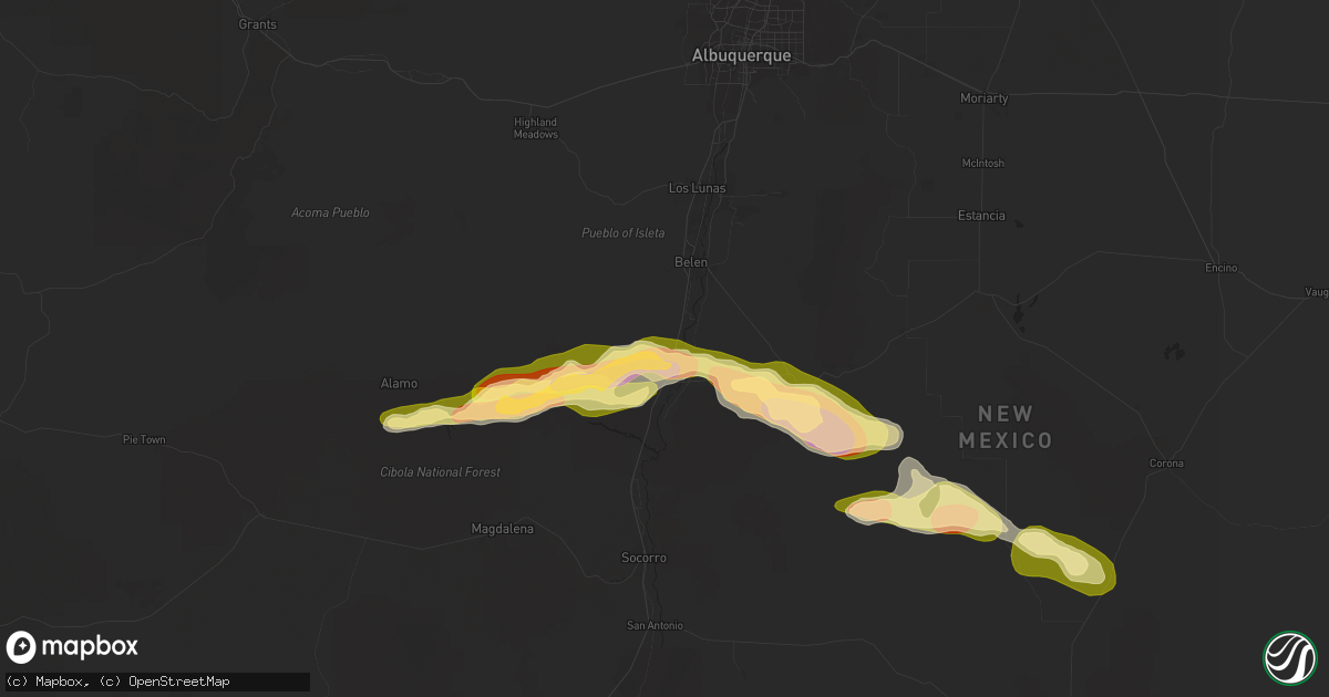 Hail map in Bosque, NM on October 7, 2025