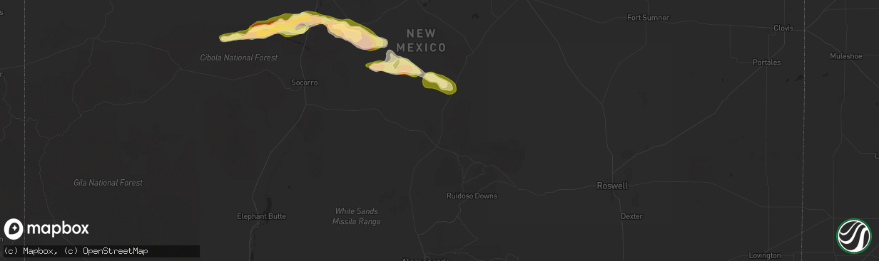 Hail map in Carrizozo, NM on October 7, 2025