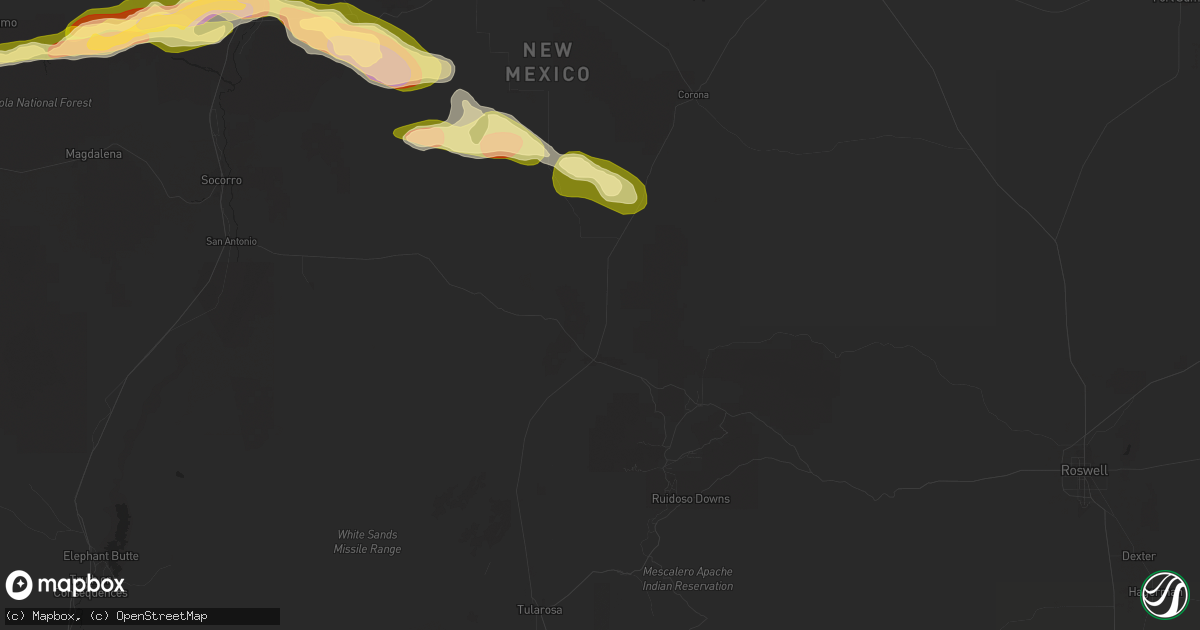 Hail map in Carrizozo, NM on October 7, 2025