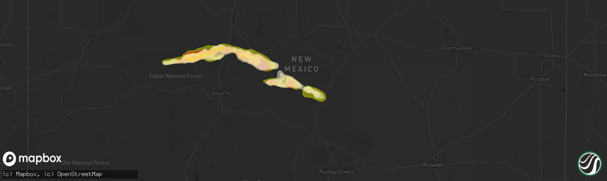 Hail map in Claunch, NM on October 7, 2025