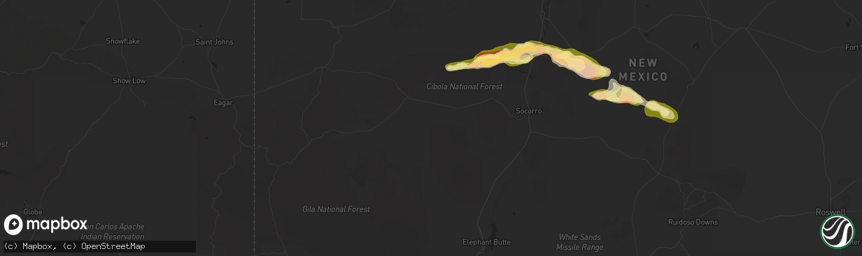 Hail map in Magdalena, NM on October 7, 2025