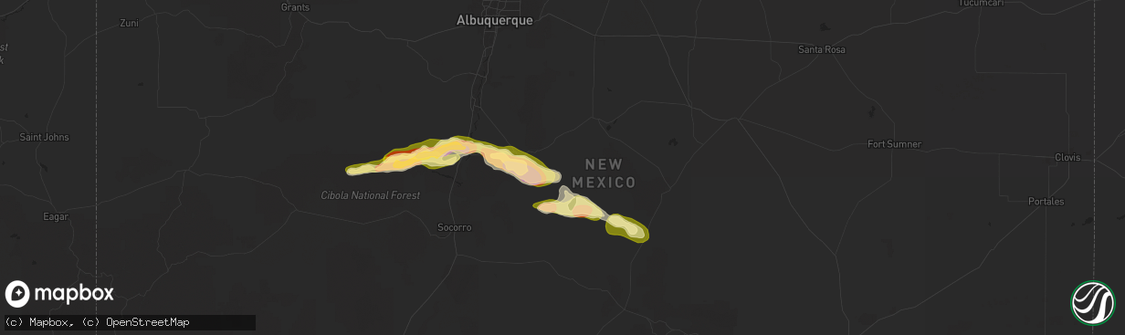 Hail map in Mountainair, NM on October 7, 2025