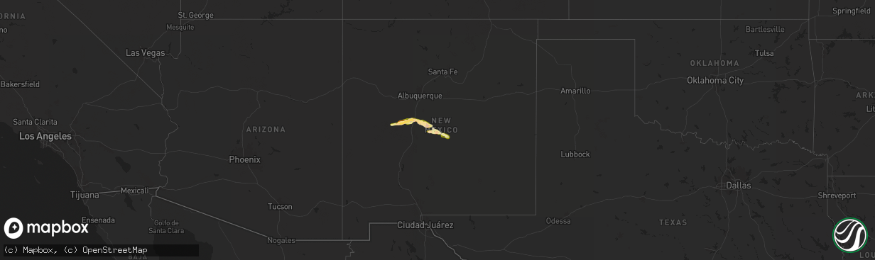 Hail map in New Mexico on October 7, 2025