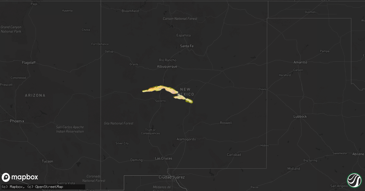 Hail map in New Mexico on October 7, 2025