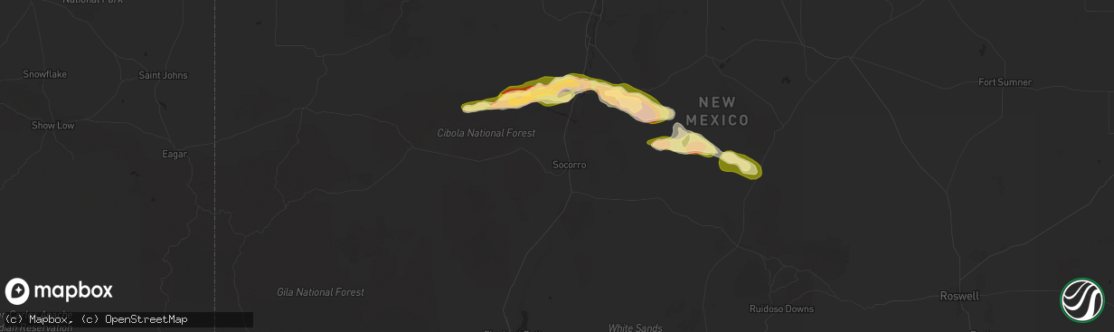 Hail map in Socorro, NM on October 7, 2025