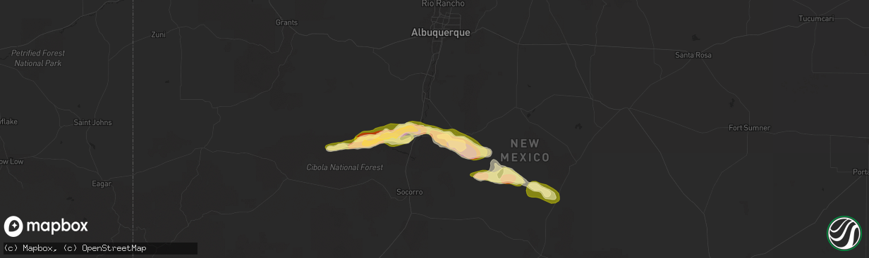 Hail map in Veguita, NM on October 7, 2025