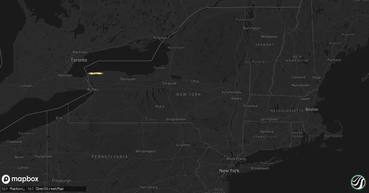 Hail map in New York on October 7, 2026