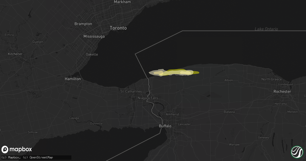 Hail map in Youngstown, NY on October 7, 2026