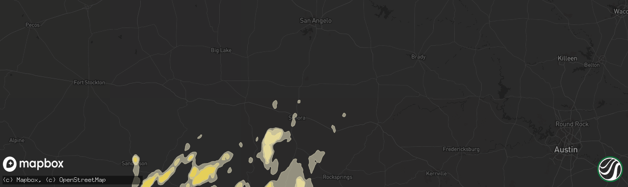 Hail map in Dryden, TX on October 8, 2011