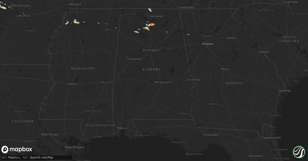 Hail map in Alabama on October 8, 2014