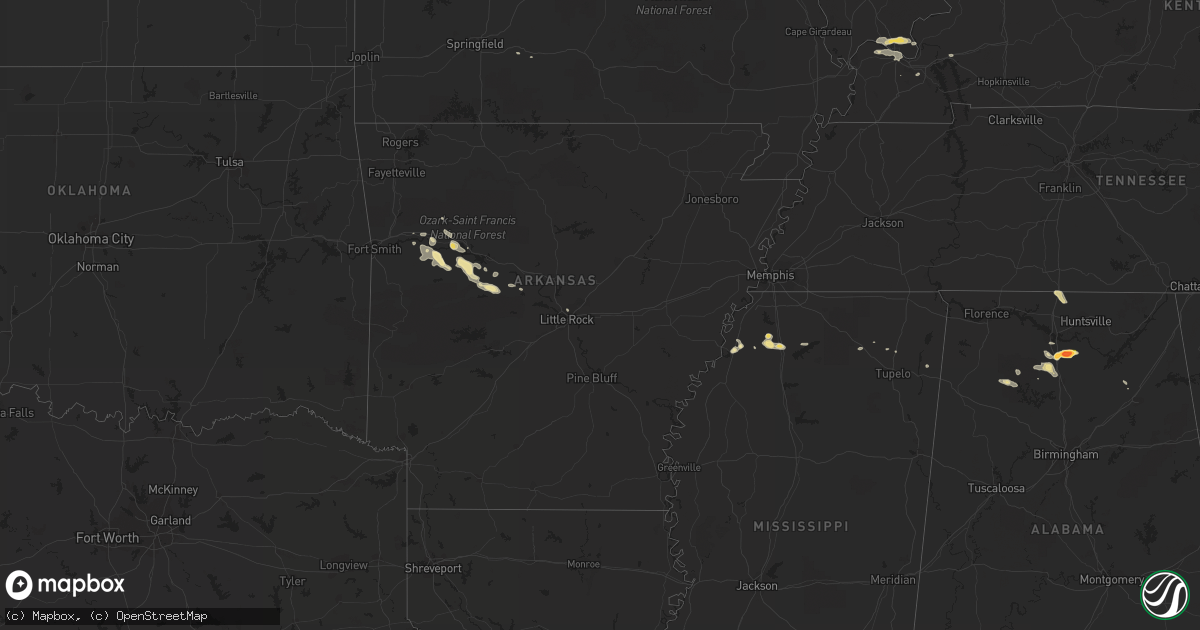 Hail map in Arkansas on October 8, 2014