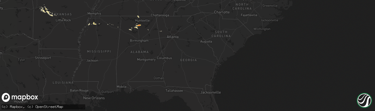 Hail map in Georgia on October 8, 2014