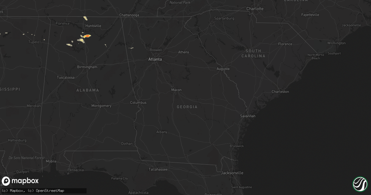 Hail map in Georgia on October 8, 2014
