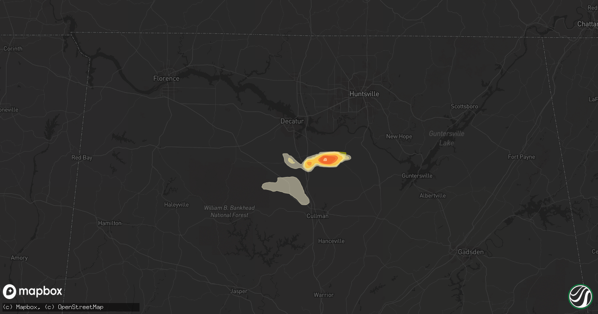 Hail map in Hartselle, AL on October 8, 2014