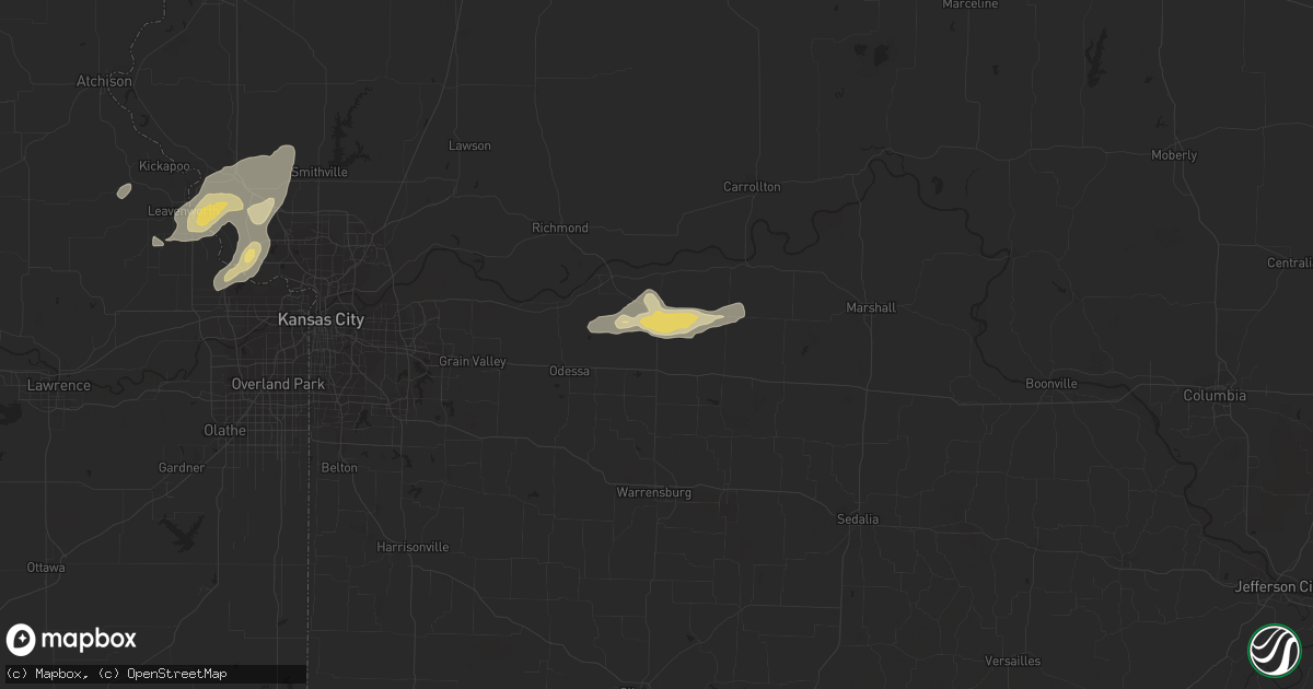 Hail map in Higginsville, MO on October 8, 2014