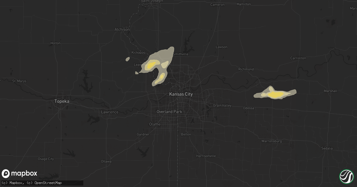 Hail map in Kansas City, MO on October 8, 2014