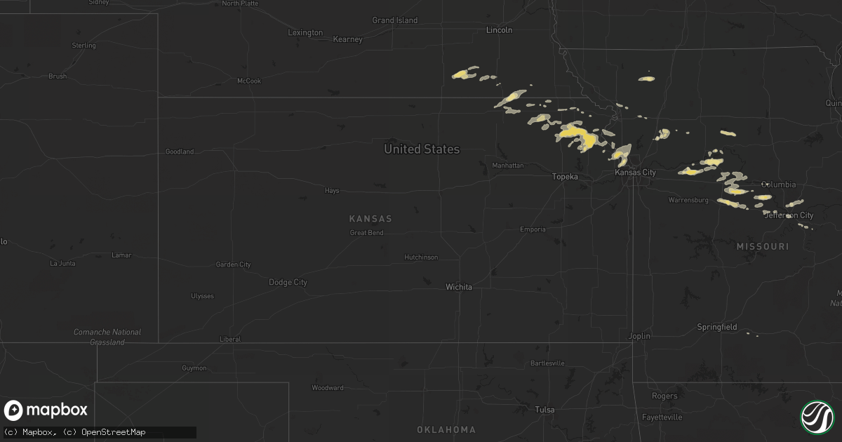 Hail map in Kansas on October 8, 2014