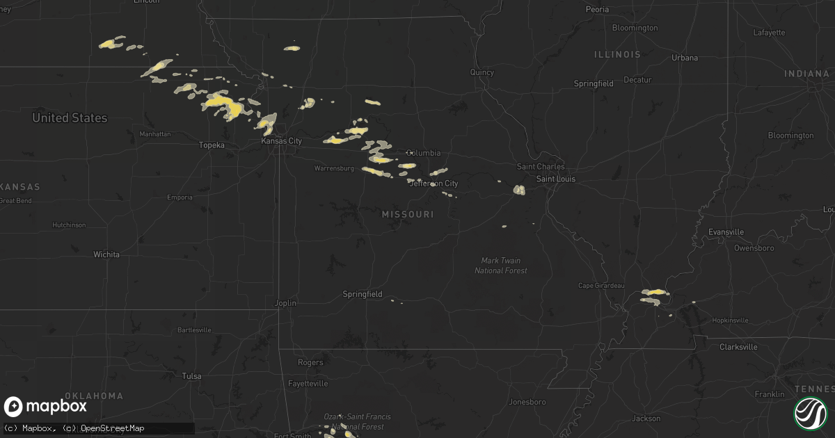 Hail map in Missouri on October 8, 2014