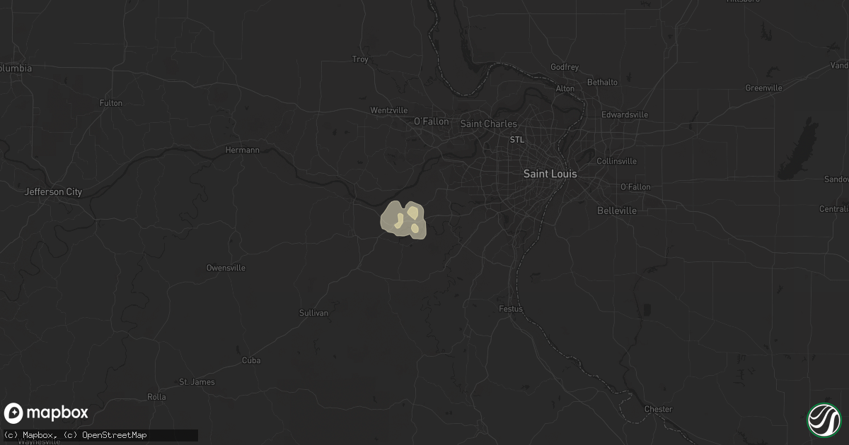 Hail map in Pacific, MO on October 8, 2014