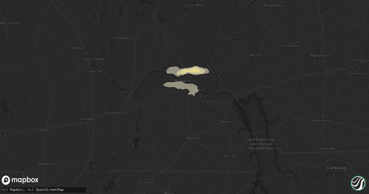 Hail map in Paducah, KY on October 8, 2014