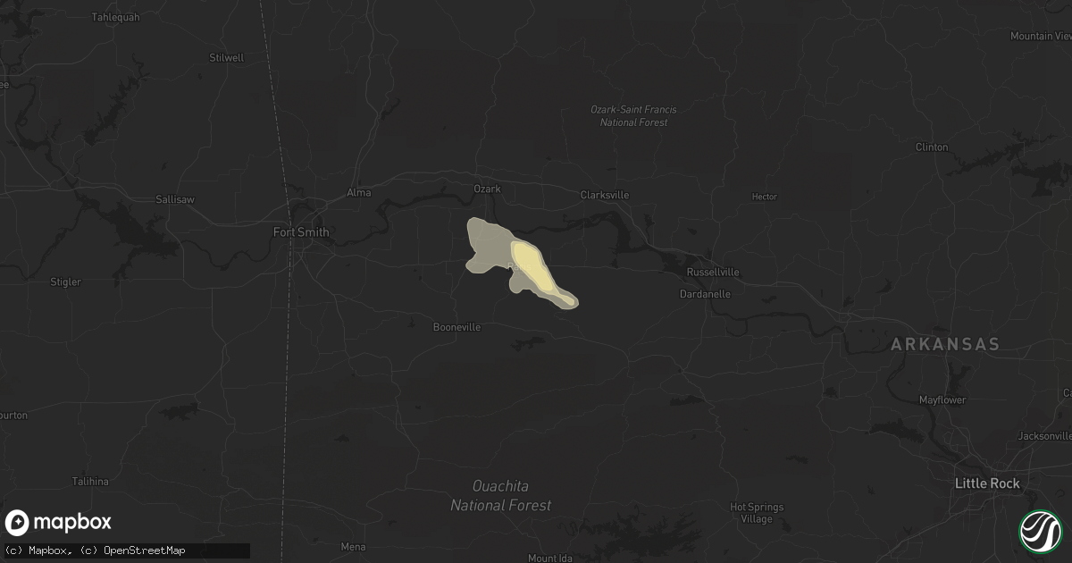 Hail map in Paris, AR on October 8, 2014